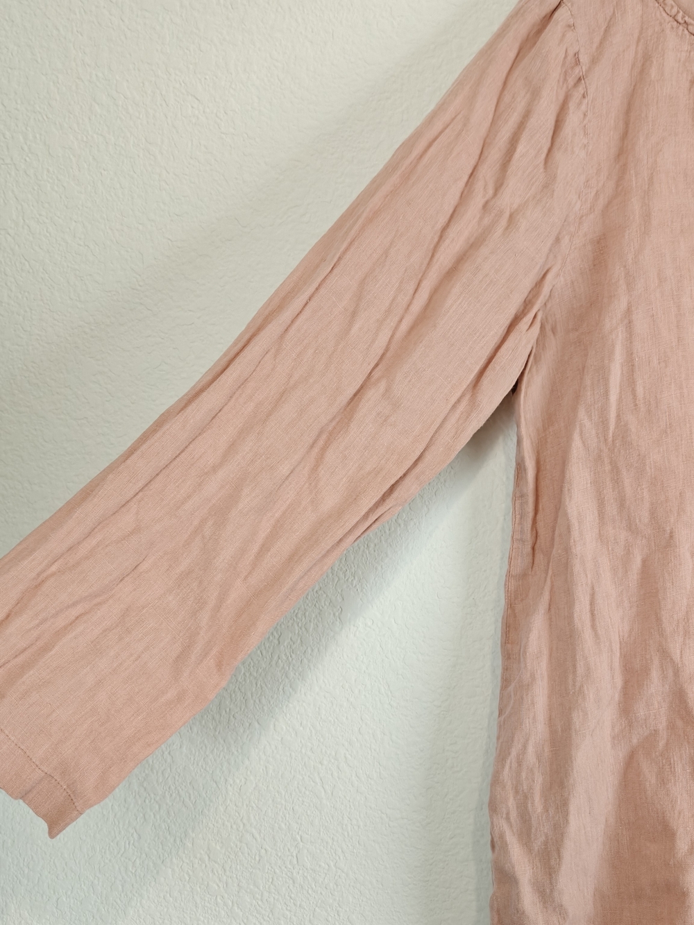 FLAX 100% Linen Pink Relaxed Fit Tunic Top | Coastal Cottagecore Boho Small - Picture 6 of 11
